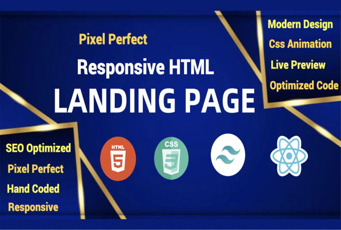 Gig Preview - Create a responsive html landing page design