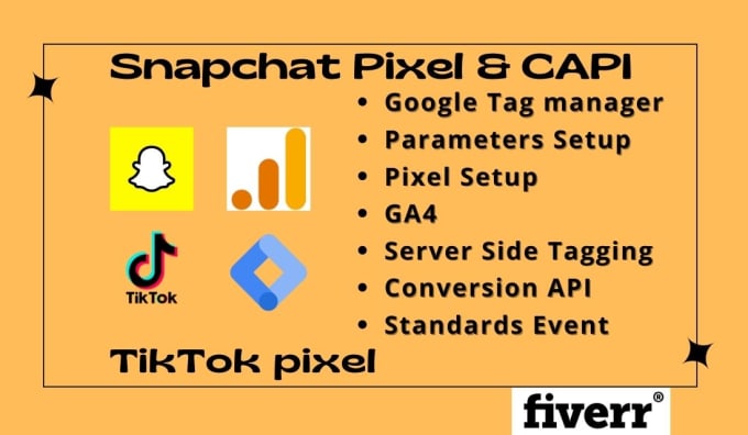 Gig Preview - Setup snapchat conversion api, pixel and tiktok pixel with gtm, capi