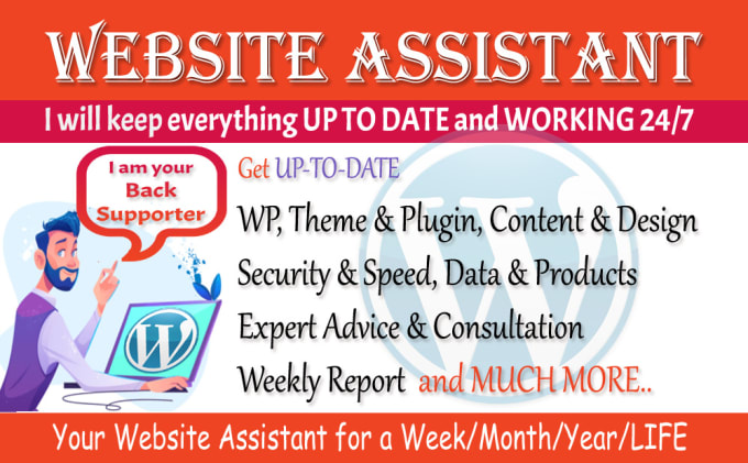 Gig Preview - Be your wordpress website assistant for maintenance