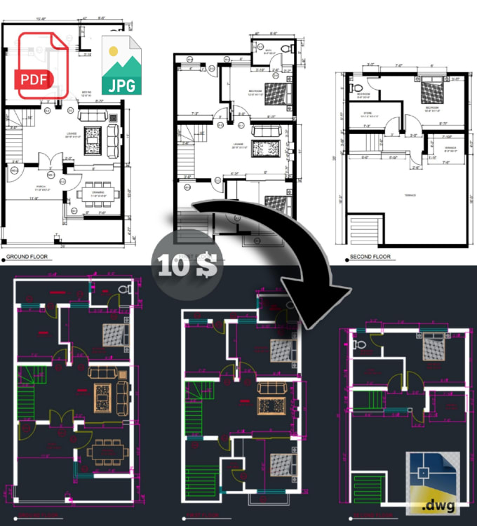 Gig Preview - Design or redraw 2d floor plans in autocad