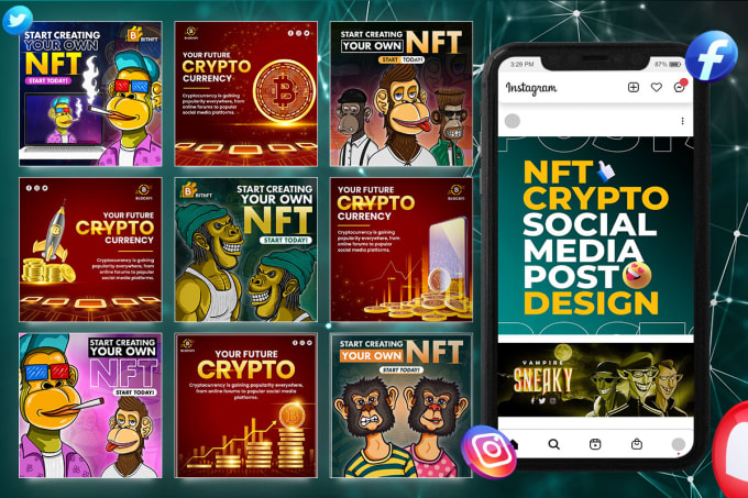 Gig Preview - Design nft, crypto posts banners for social media