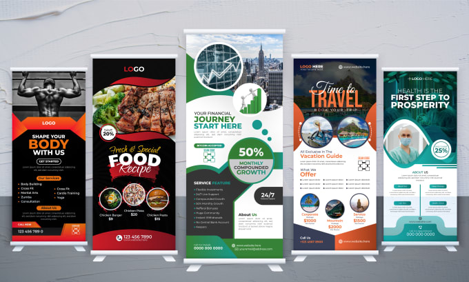 Gig Preview - Design advertisement x banner roll up for business retractable food signage flag