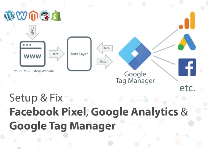 Gig Preview - Setup google tag tanager, ga4, facebook pixel capi installation