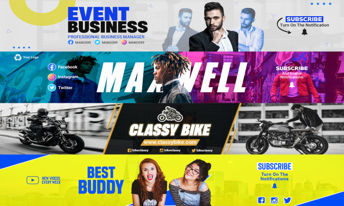 Gig Preview - Design an eye catching youtube banner facebook cover channel art banner design