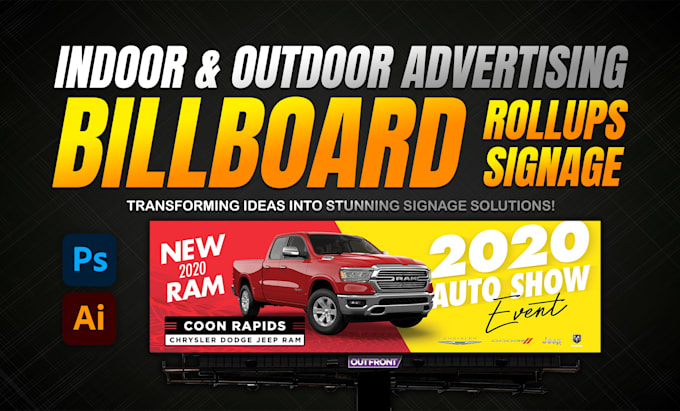 Gig Preview - Design billboard, yard sign, outdoor, signage, signboard, or vinyl banner