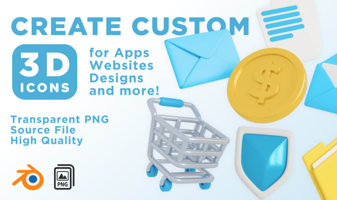 Gig Preview - Create professional 3d icons for your apps and websites