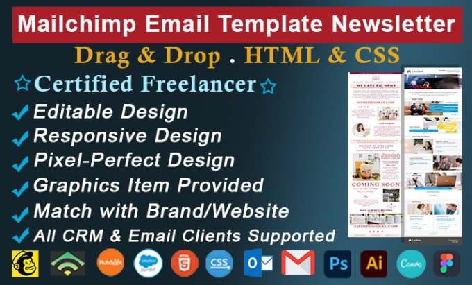 Gig Preview - Do mailchimp email template design and set up email marketing automation