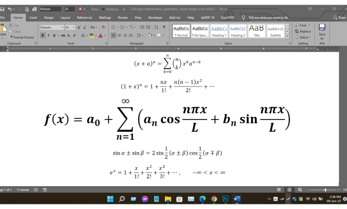 Gig Preview - Type mathematics, geometric, insert image in ms word