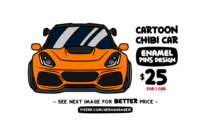 Gig Preview - Make cartoon chibi car enamel pins design