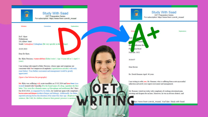 Gig Preview - Evaluate the letters and train you on your oet writing tasks