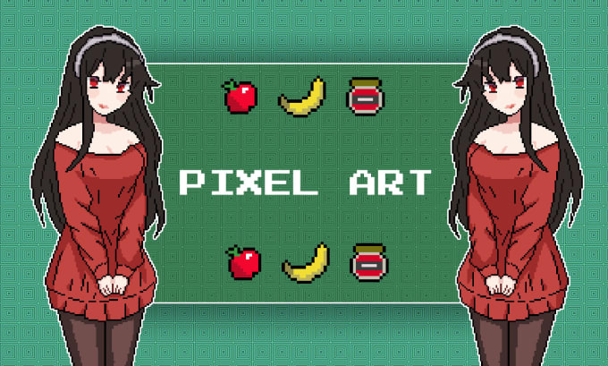 8 bit of pixel womens character anime cartoon Vector Image