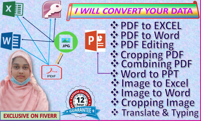 Gig Preview - Convert file pdf to word, pdf to excel, image to word