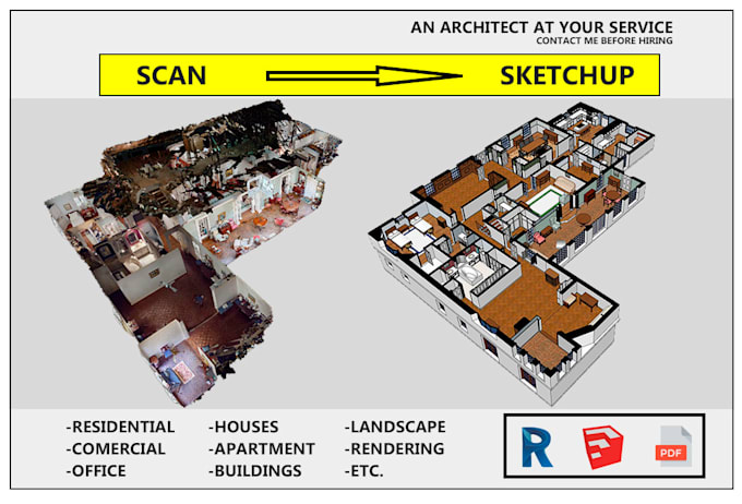 Bestseller - make 3d sketchup from scan, point cloud, matterport