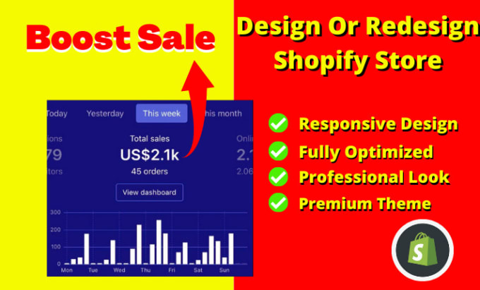 Gig Preview - Create shopify dropshipping store or shopify website design