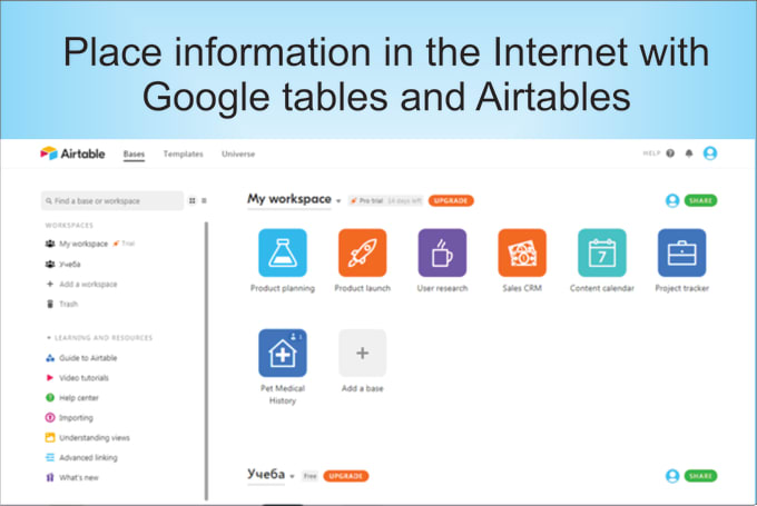 Gig Preview - Be putting information in google and airtables