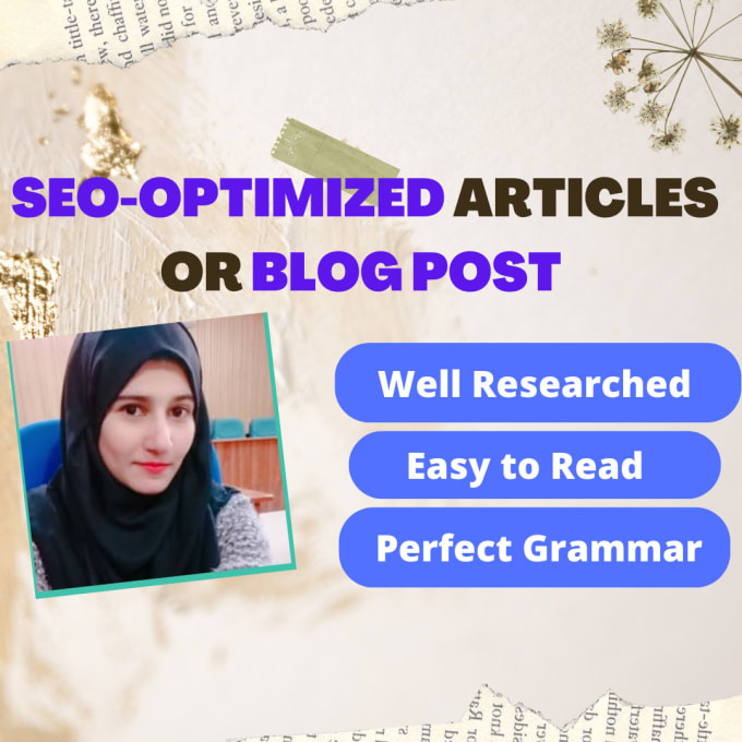 Gig Preview - Write SEO optimized articles or blog posts