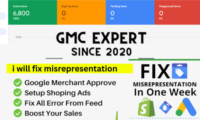 Gig Preview - Fix google merchant center suspension, misrepresentation, website improvement