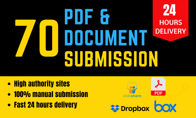 Gig Preview - Do PDF submission manually on 70 high da document sharing sites