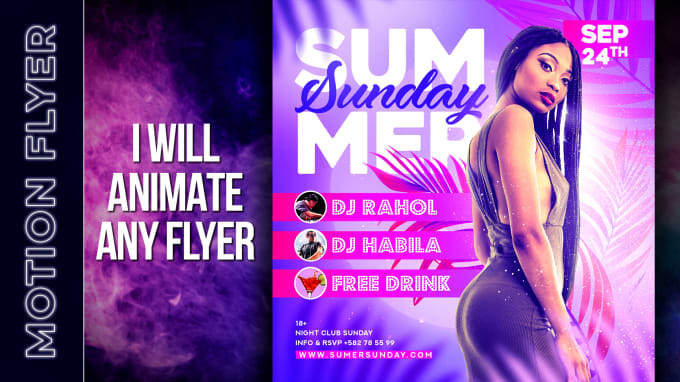 Gig Preview - Create animate motion graphics flyer, dj flyer, event flyer, party flyer