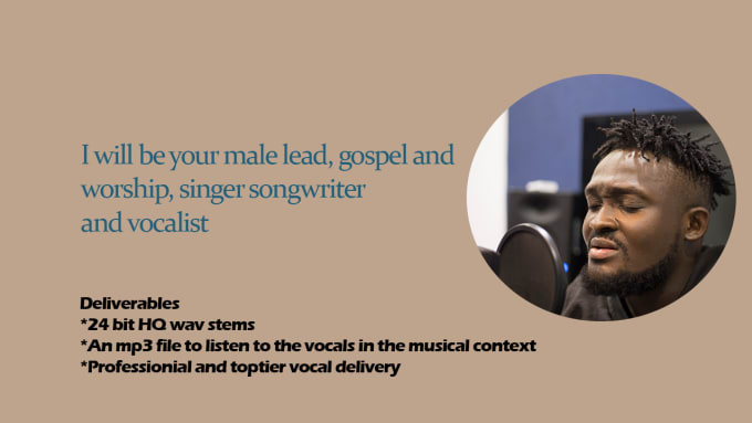 Gig Preview - Be your gospel worship male singer, songwriter and vocalist