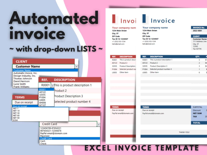 Gig Preview - Deliver you 2 automated excel invoice templates