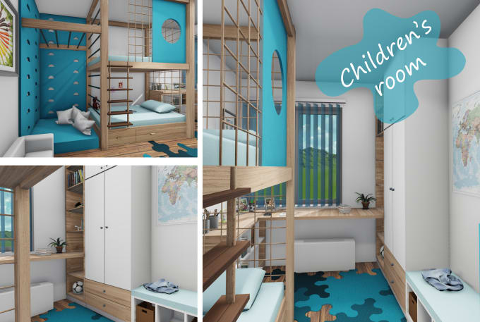 Gig Preview - Design the best bedroom for your kids