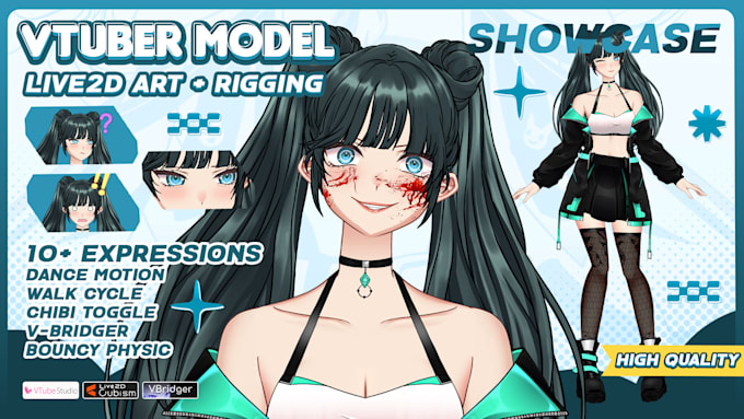 Gig Preview - Draw professional live2d vtuber model with rigging and expression movement