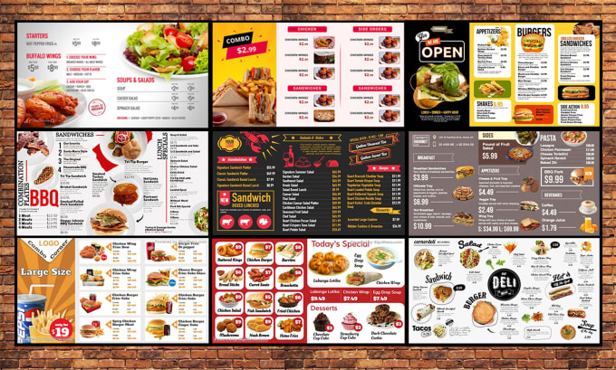 Gig Preview - Design restaurant menu, static tv screen menu, food flyer