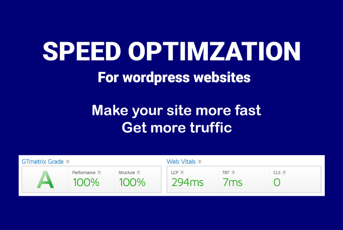 Gig Preview - Improve or optimize wordpress website speed for gtmetrix or page speed insights