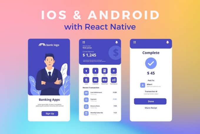 Gig Preview - Develop ios android mobile app with react native