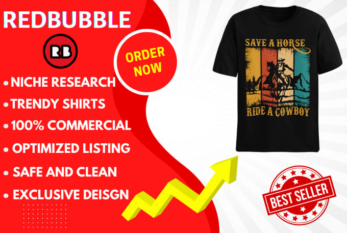 Gig Preview - Create redbubble t shirt designs with fully keywords research