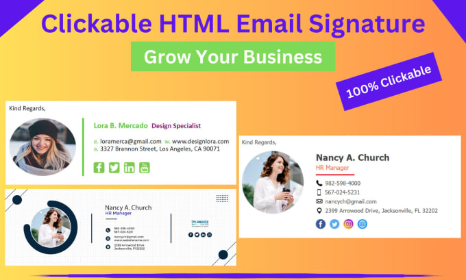 Gig Preview - Create a professional clickable HTML email signature