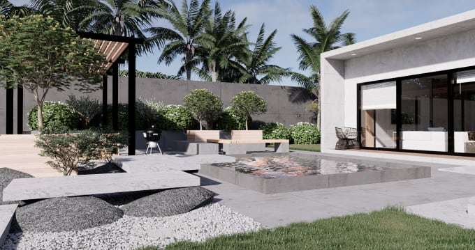 Gig Preview - Do garden, backyard, landscape design, exterior design, and 3d render images