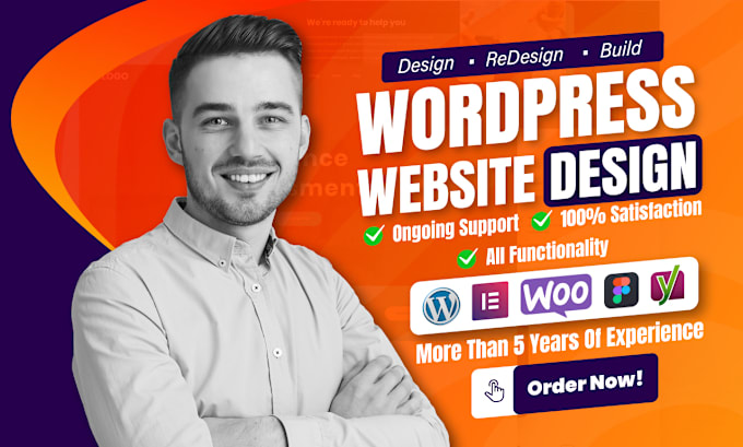 Gig Preview - Design, redesign, clone design, edit, issues fix or revamp wordpress website