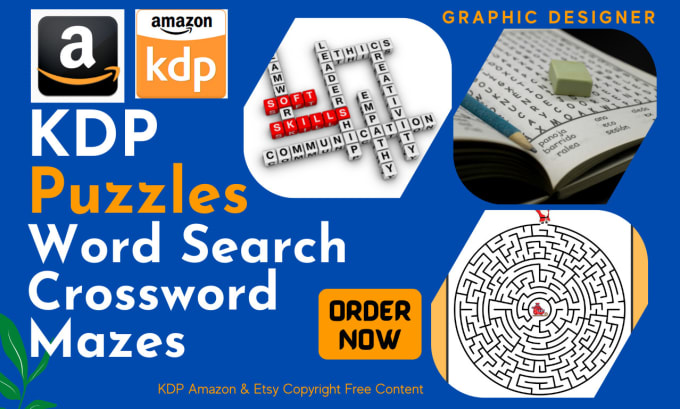 Gig Preview - Create word search puzzle, crossword and mazes for KDP books