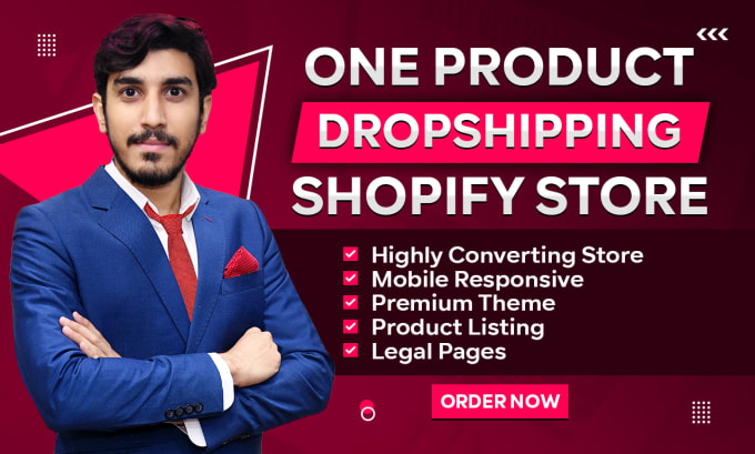 Gig Preview - Build premium one product shopify dropshipping stores website design