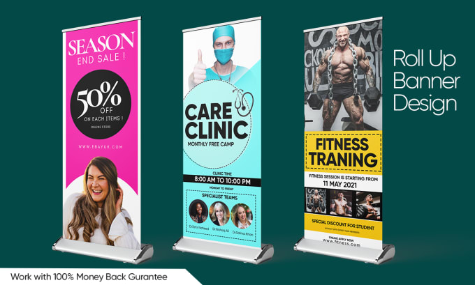 Gig Preview - Design roll up banner, pull up banner, trade show, backdrop