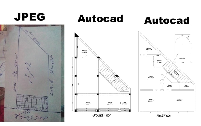 Gig Preview - Do autocad drafting pdf sketch or image drawing to autocad