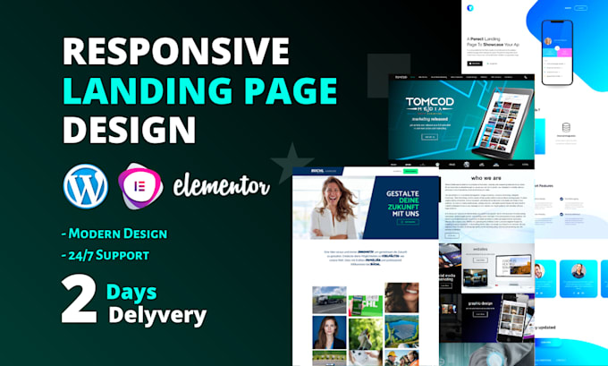 Gig Preview - Create responsive landing page design, elementor landing page