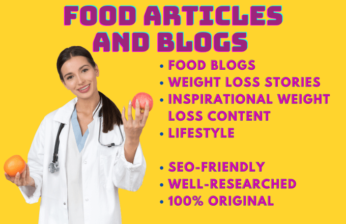 Gig Preview - Write perfect food blogs and weight loss stories