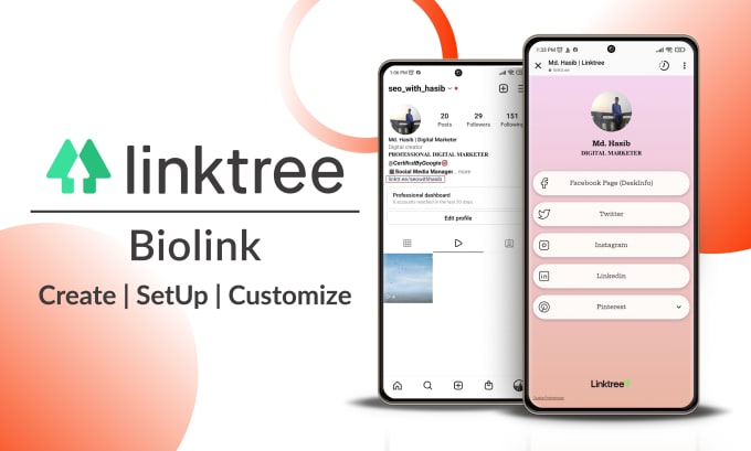 Gig Preview - Set up linktree bio link landing page for social media