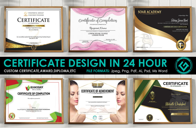 Gig Preview - Design premium certificate, diploma, and award  in 24 hours