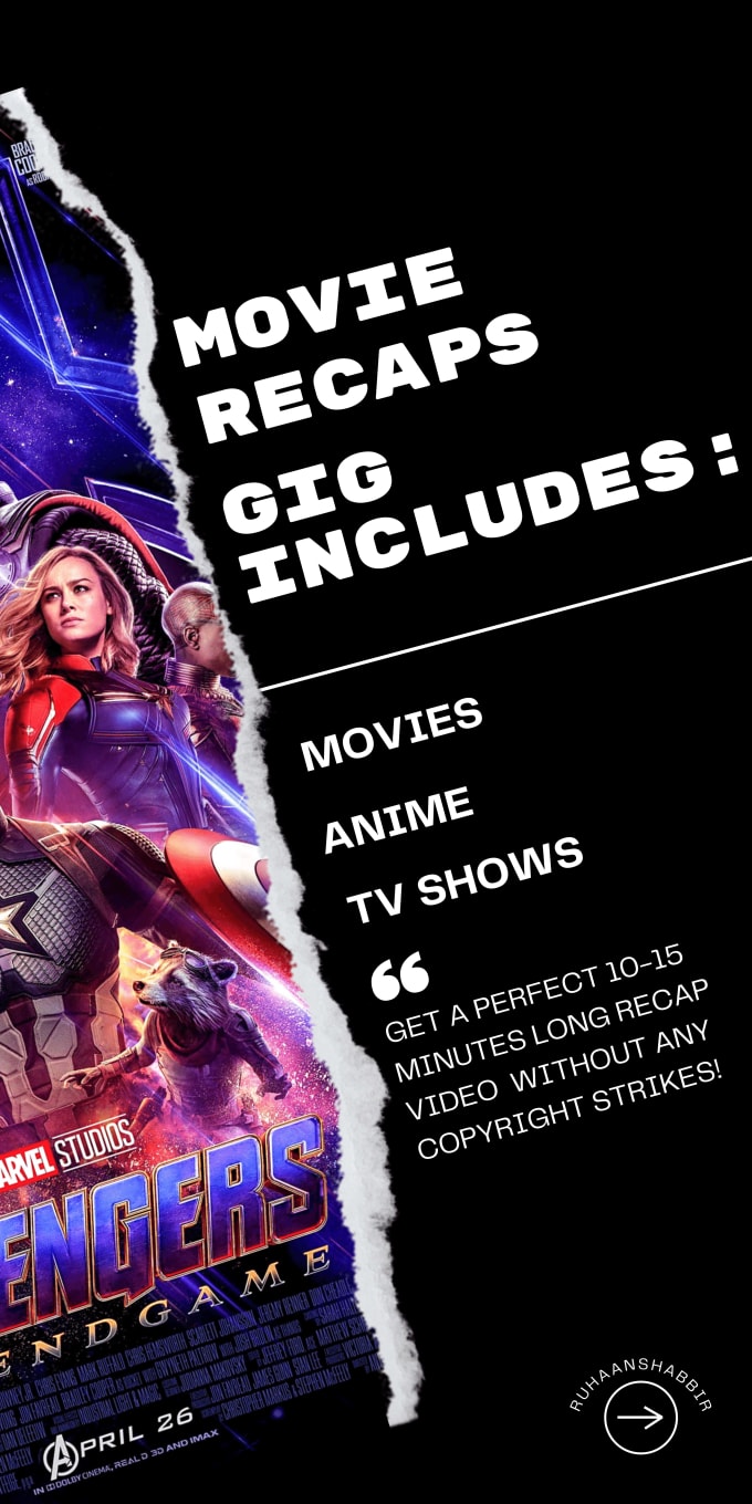 Gig Preview - Create movie recaps or tv show recaps or anime recaps