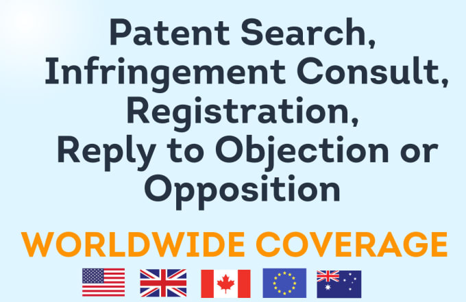 Gig Preview - Do patent search, infringement consult, patent registration in US, UK, au, ca,eu