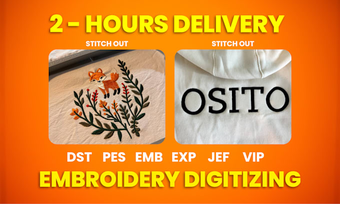 Gig Preview - Do embroidery digitizing files dst pes in few hours