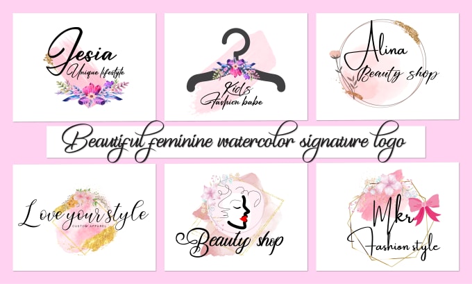 Gig Preview - Design watercolour feminine hand drawn signature business logo