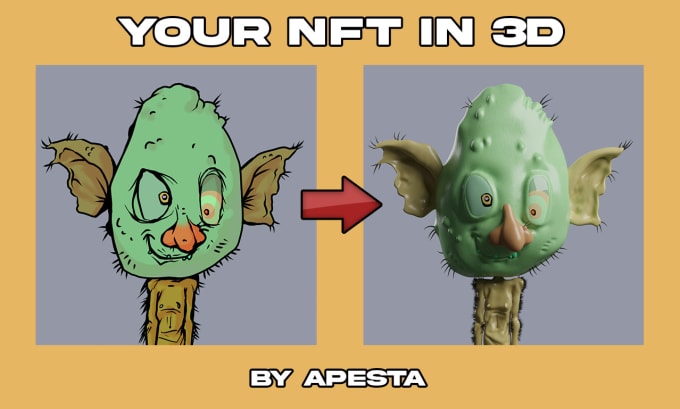 Gig Preview - Turn your 2d nft into a unique 3d nft artwork