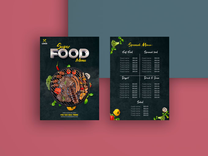 Gig Preview - Design an attractive food poster, flyer, banner, and menu card for restaurant