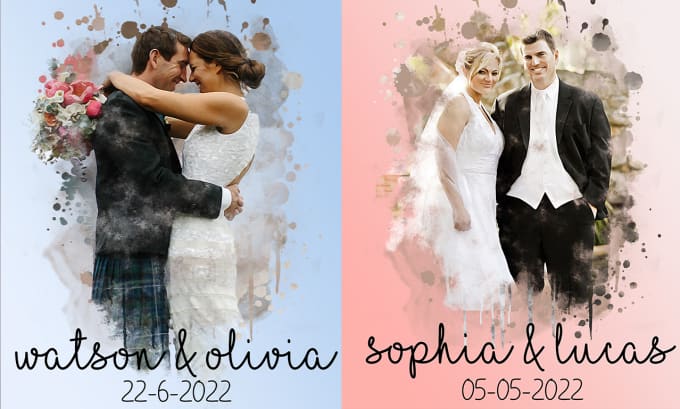 Gig Preview - Create beautiful wedding, anniversary gift watercolor art