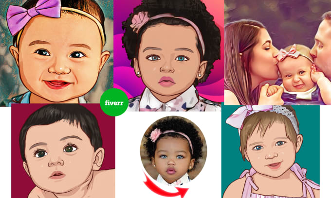 Gig Preview - Draw your cute baby cartoon portrait